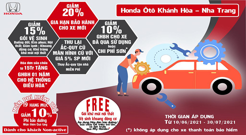 BẢO DƯỠNG TIẾT KIỆM MÙA HÈ 2021 tại Honda 5S chính hãng